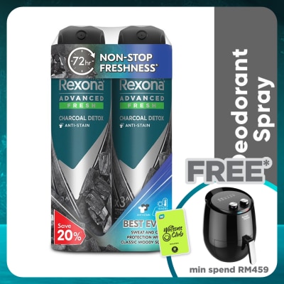 REXONA Men Charcoal Detox Spray Deo 2x135ml