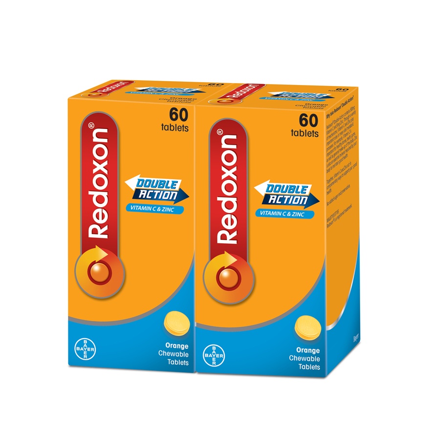 Redoxon Double Action Vitamin C & Zinc Chewable Tablets Orange 2X60’S image