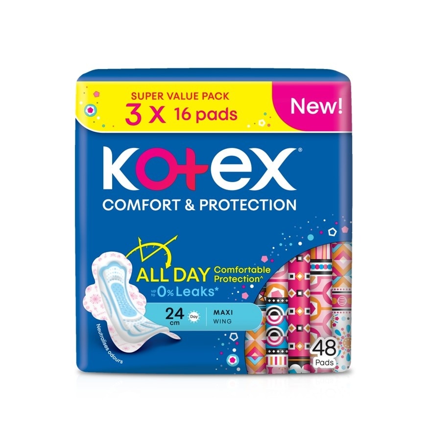 Comfort & Protection Maxi Day Wing Pad 24cm (16sx3) - Sanitary Pad with 100% Leak Free Comfort