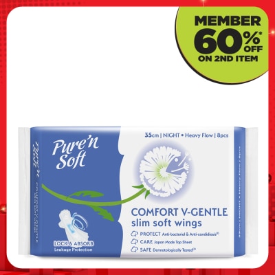 PURE'N SOFT Slim Wings Cottony Soft 360mm 8's