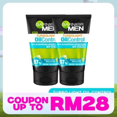 GARNIER MEN Turbolight Blackheads Icy Scrub Twin Pack 2X100ml
