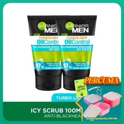 GARNIER MEN - Turbolight Blackheads Icy Scrub Twin Pack 2X100ml