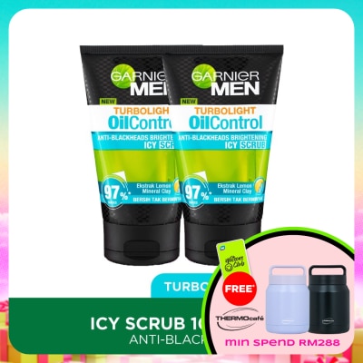 GARNIER MEN - Turbolight Blackheads Icy Scrub Twin Pack 2X100ml