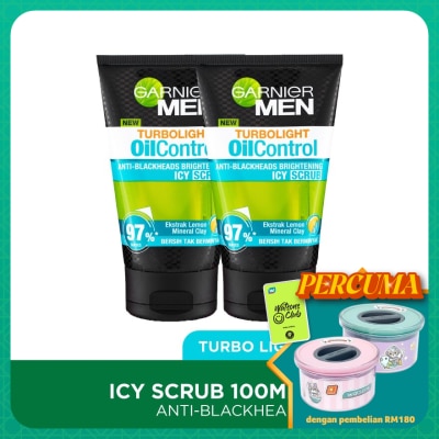 GARNIER MEN Turbolight Blackheads Icy Scrub Twin Pack 2X100ml