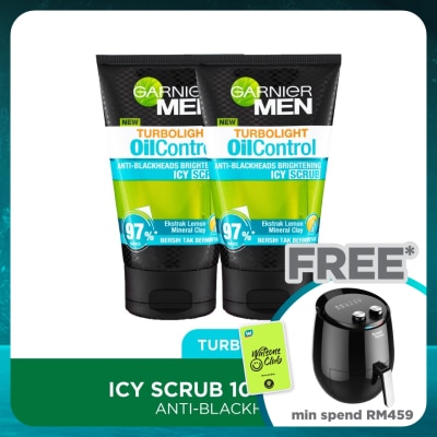 GARNIER MEN Turbolight Blackheads Icy Scrub Twin Pack 2X100ml