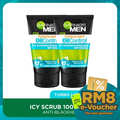 GARNIER MEN Turbolight Blackheads Icy Scrub Twin Pack 2X100ml