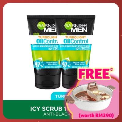 GARNIER MEN Turbolight Blackheads Icy Scrub Twin Pack 2X100ml