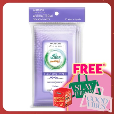 WATSONS Anti Bacterial Cleansing Wipes Sensitive 3x10's