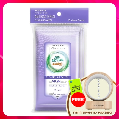 WATSONS - Anti Bacterial Cleansing Wipes Sensitive 3x10's