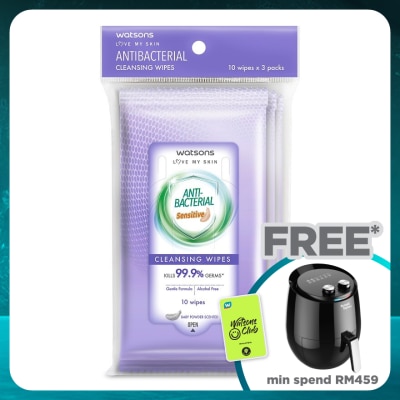 WATSONS Anti Bacterial Cleansing Wipes Sensitive 3x10's