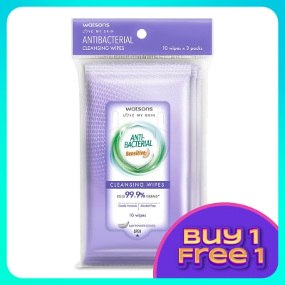 WATSONS Anti Bacterial Cleansing Wipes Sensitive 3x10's