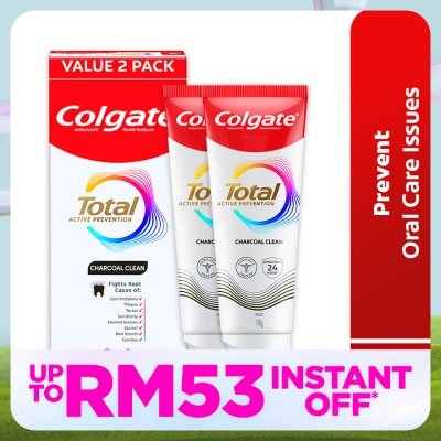 COLGATE Colgate Total Charcoal Clean Toothpaste 2x150g