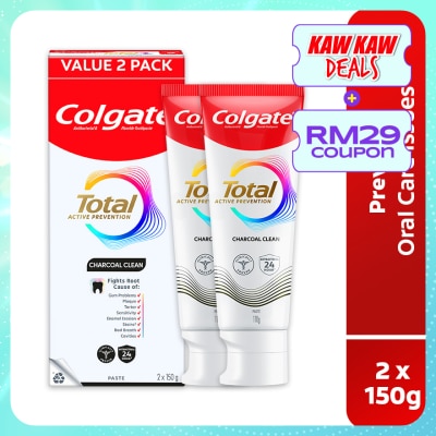 COLGATE Total Charcoal Clean Toothpaste 2x150g
