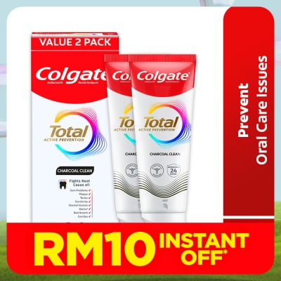 COLGATE Colgate Total Charcoal Clean Toothpaste 2x150g
