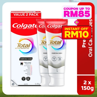COLGATE Colgate Total Charcoal Clean Toothpaste 2x150g