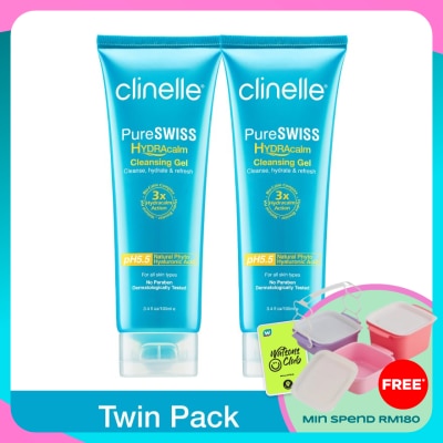 CLINELLE PureSWISS HydraCalm Cleansing Gel 100ml x 2's