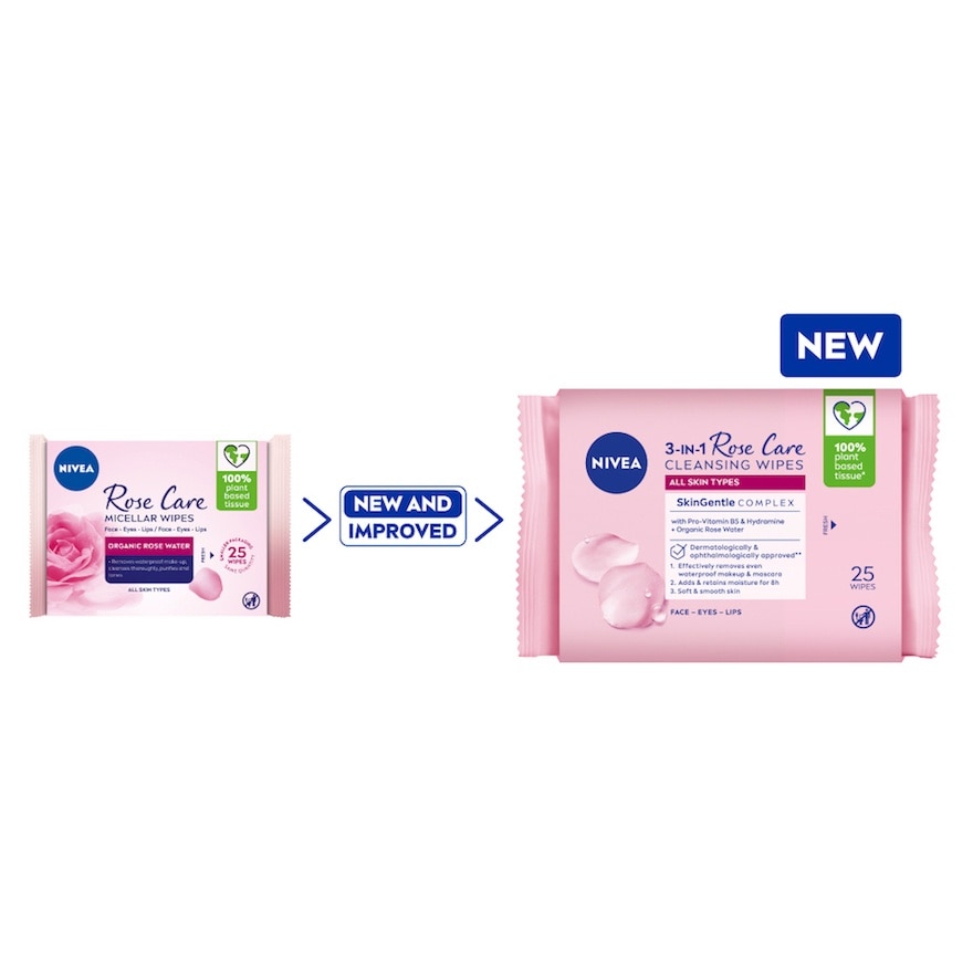 3 In 1 Rose Care Cleansing Wipes 25s
