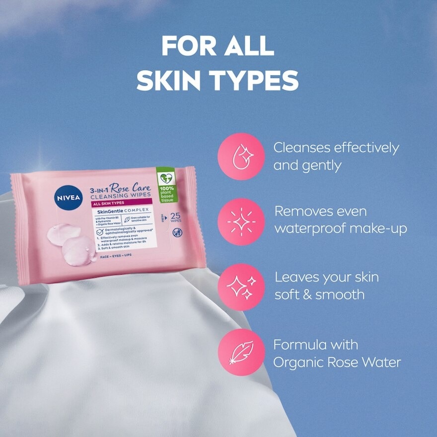3 In 1 Rose Care Cleansing Wipes 25s