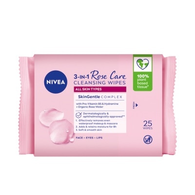NIVEA 3 In 1 Rose Care Cleansing Wipes 25s