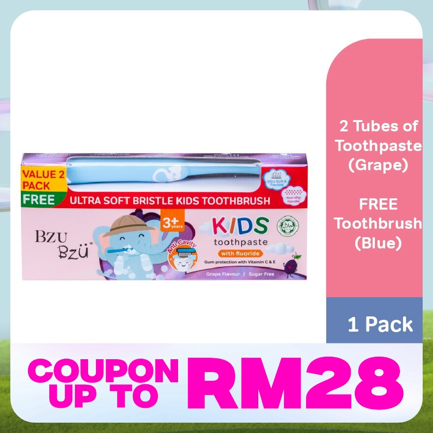 Strawberry Toothpaste Free Pink Toothbrush 2x50g