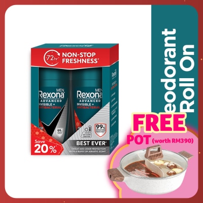 REXONA Invisible AntiBacteria Roll On 2x45ml