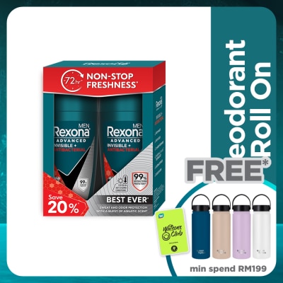 REXONA Invisible AntiBacteria Roll On 2x45ml