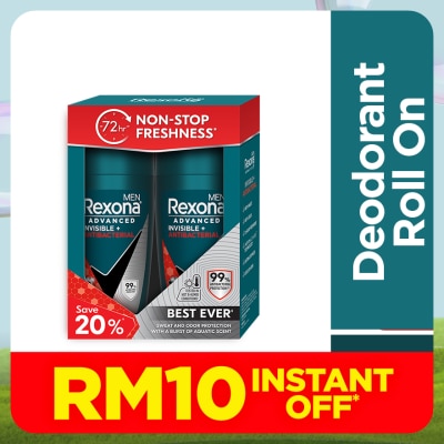 REXONA Invisible AntiBacteria Roll On 2x45ml