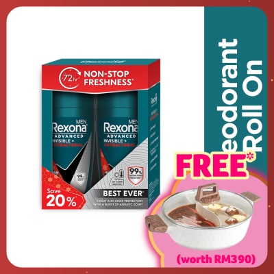 REXONA Invisible AntiBacteria Roll On 2x45ml