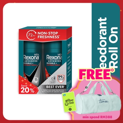 REXONA Invisible AntiBacteria Roll On 2x45ml