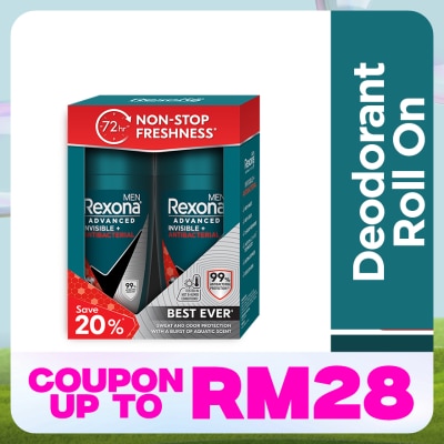 REXONA Invisible AntiBacteria Roll On 2x45ml