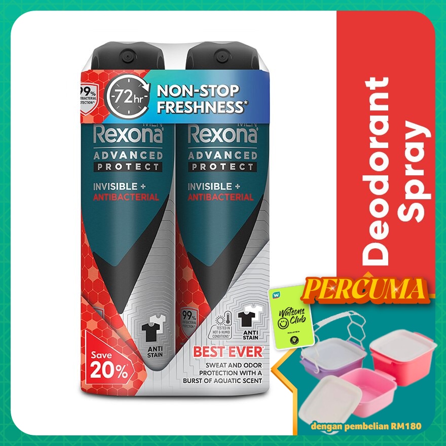 Men Invisible Antibacteria Spray 2x135ml