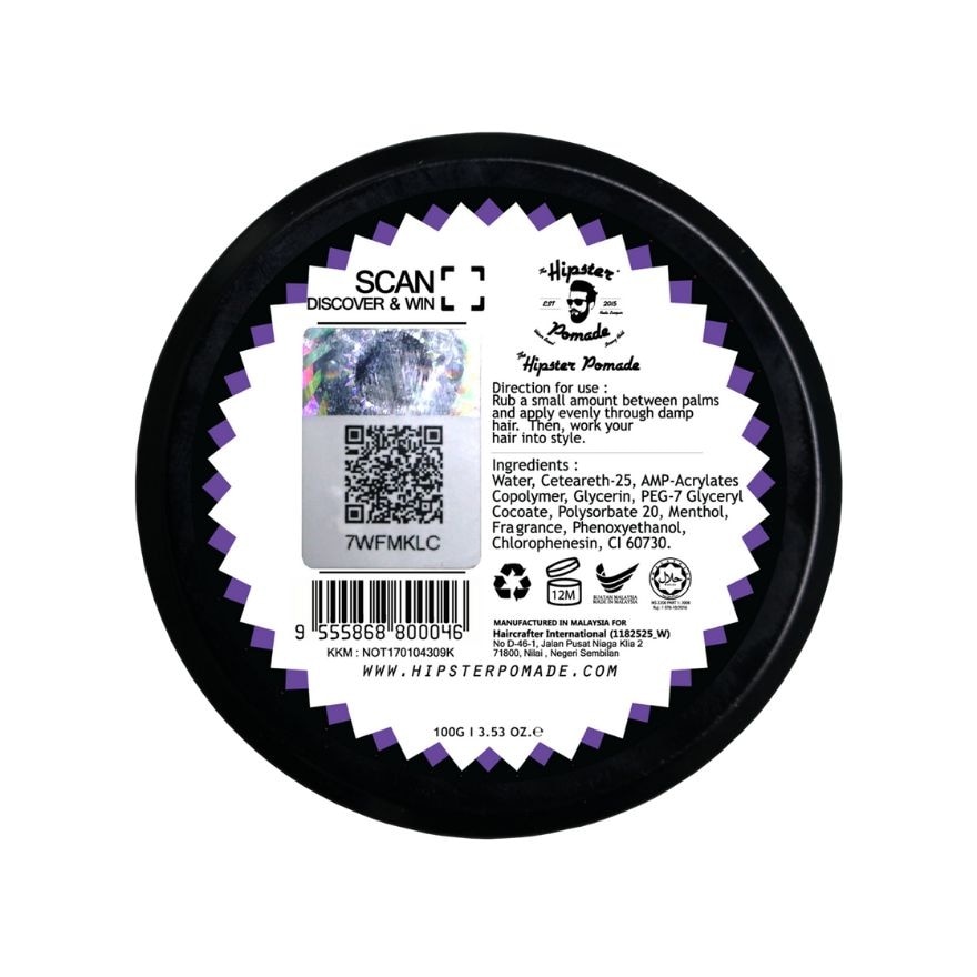 Pomade Grape 100G. Strong Hold & High Shine.