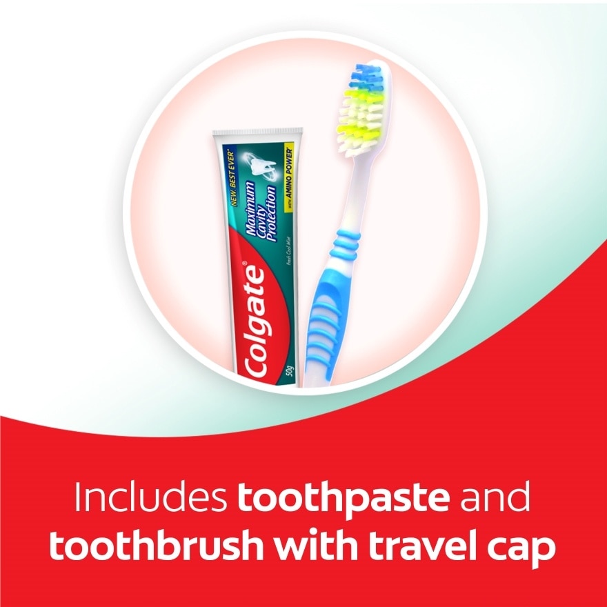 Colgate Maximum Cavity Protection Fresh Cool Mint 50g + Extra Clean Toothbrush Travel kit