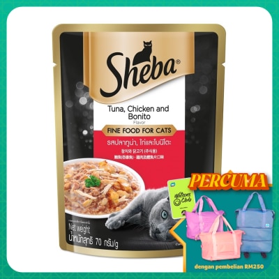 SHEBA Cat Wet Food Pouch Tuna Ckn Bonito 70gm