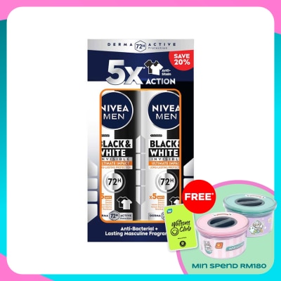 NIVEA FOR MEN Deodorant B&W Ultimate Impact Spray TWP 2x150ml