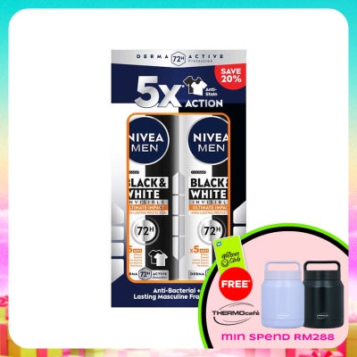 NIVEA FOR MEN - Deodorant B&W Ultimate Impact Spray TWP 2x150ml