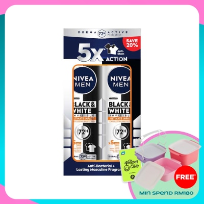 NIVEA FOR MEN Deodorant B&W Ultimate Impact Spray TWP 2x150ml