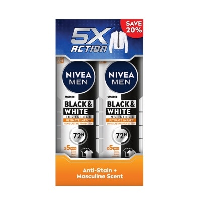 NIVEA FOR MEN Deodorant B&W Ultimate Impact Spray TWP 2x150ml