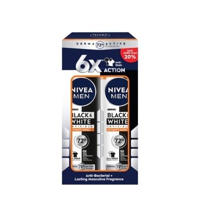 NIVEA FOR MEN - Deodorant B&W Ultimate Impact Spray TWP 2x150ml