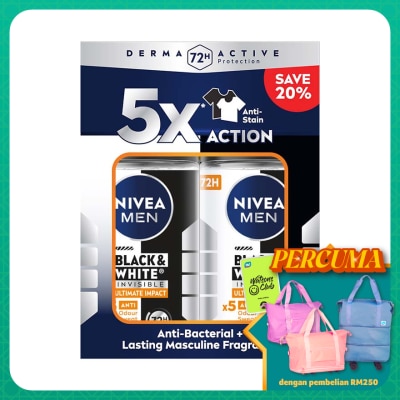 NIVEA FOR MEN - Deodorant B&W Ultimate Impact Roll On TWP 2x50ml