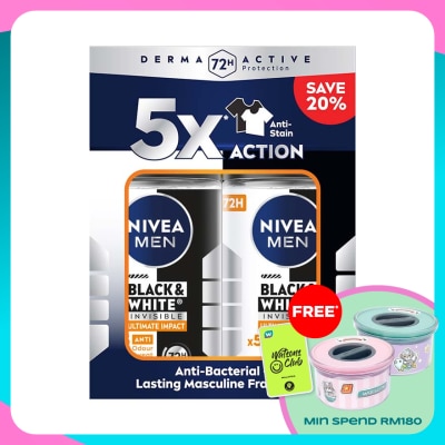 NIVEA FOR MEN Deodorant B&W Ultimate Impact Roll On TWP 2x50ml