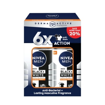 NIVEA FOR MEN - Deodorant B&W Ultimate Impact Roll On TWP 2x50ml