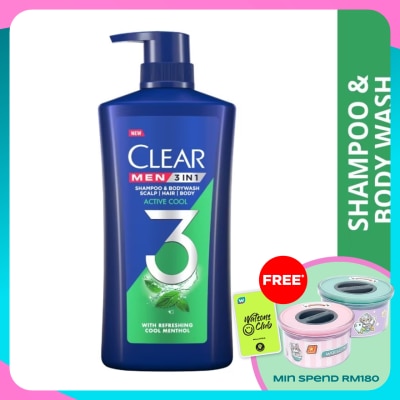 CLEAR MEN 3IN1 Shampoo & Bodywash Active Cool 618ml