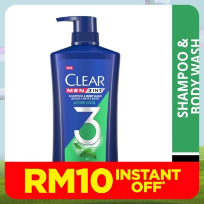 CLEAR MEN 3IN1 Shampoo & Bodywash Active Cool 618ml