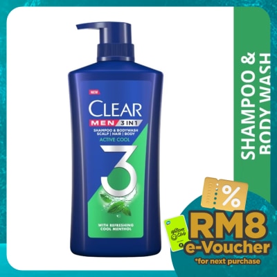CLEAR MEN 3IN1 Shampoo & Bodywash Active Cool 618ml