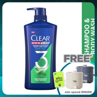 CLEAR MEN 3IN1 Shampoo & Bodywash Active Cool 618ml