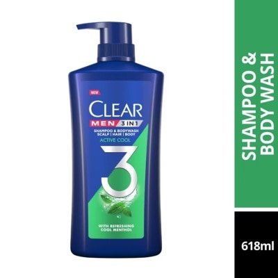 CLEAR MEN 3IN1 Shampoo & Bodywash Active Cool 618ml