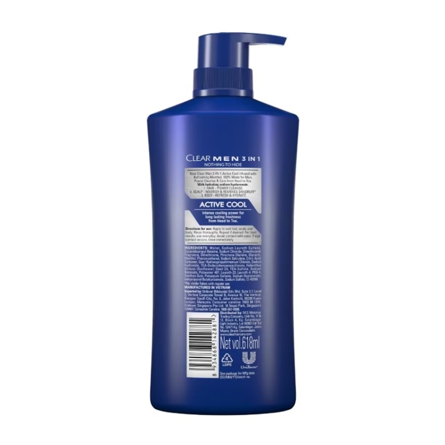 3IN1 Shampoo & Bodywash Active Cool 618ml