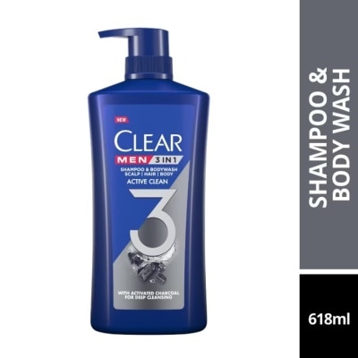 CLEAR MEN 3IN1 Shampoo & Bodywash Active Clean 618ml