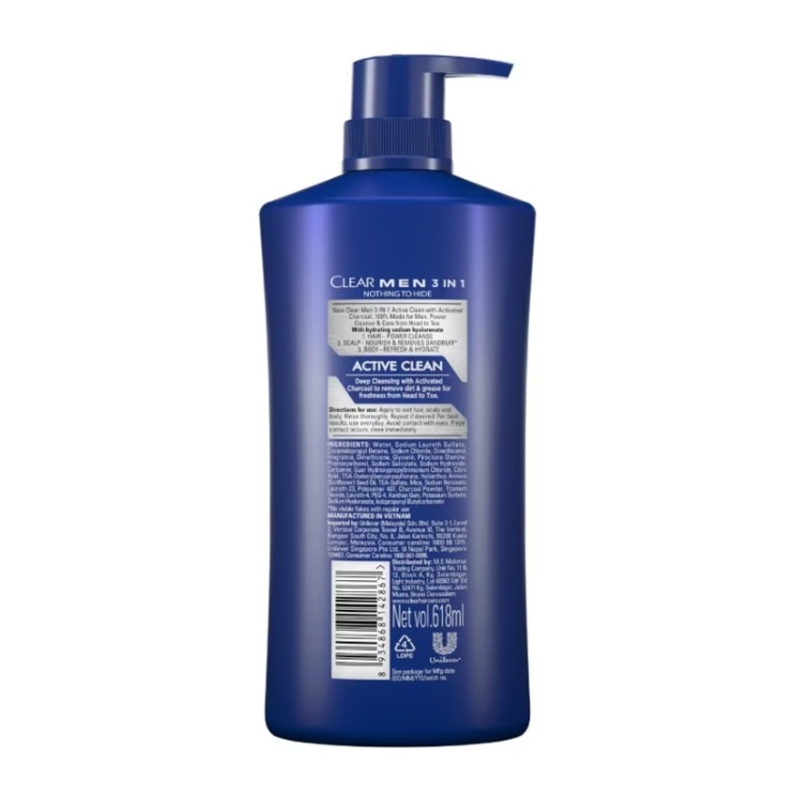 3IN1 Shampoo & Bodywash Active Clean 618ml